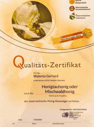 Qualitätszertifikat Mischwaldhonig